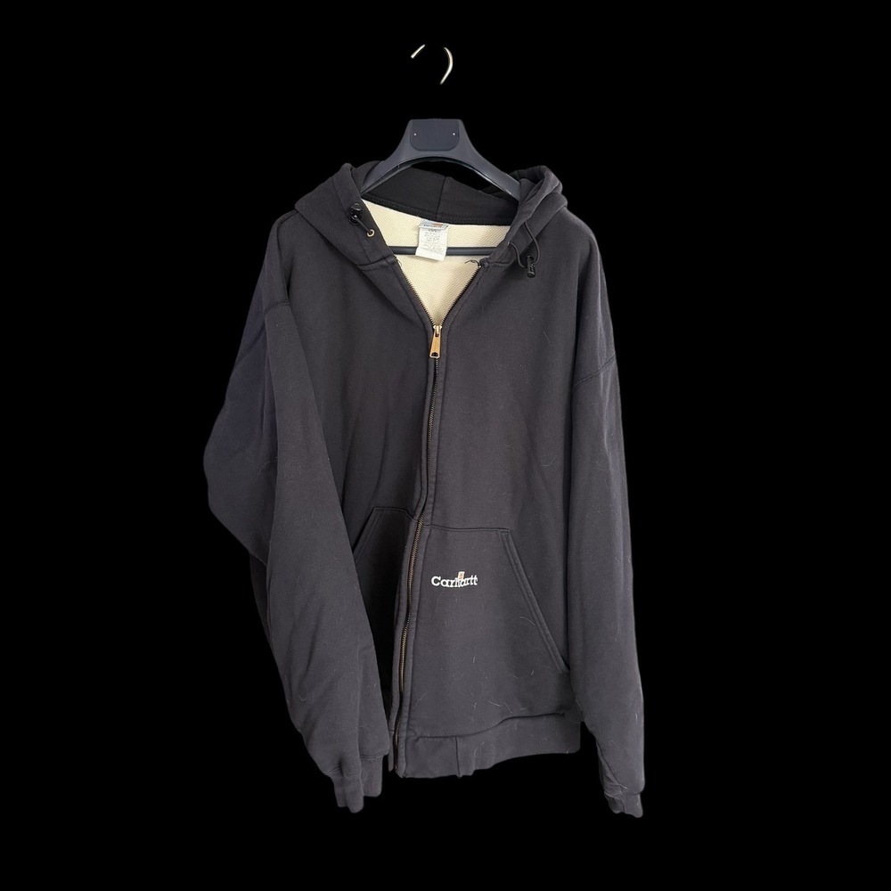 Carhartt K122 BLK Thermal Lined Zip Up Hoodie Mens 3XL‎ Black Heavyweight Jacket